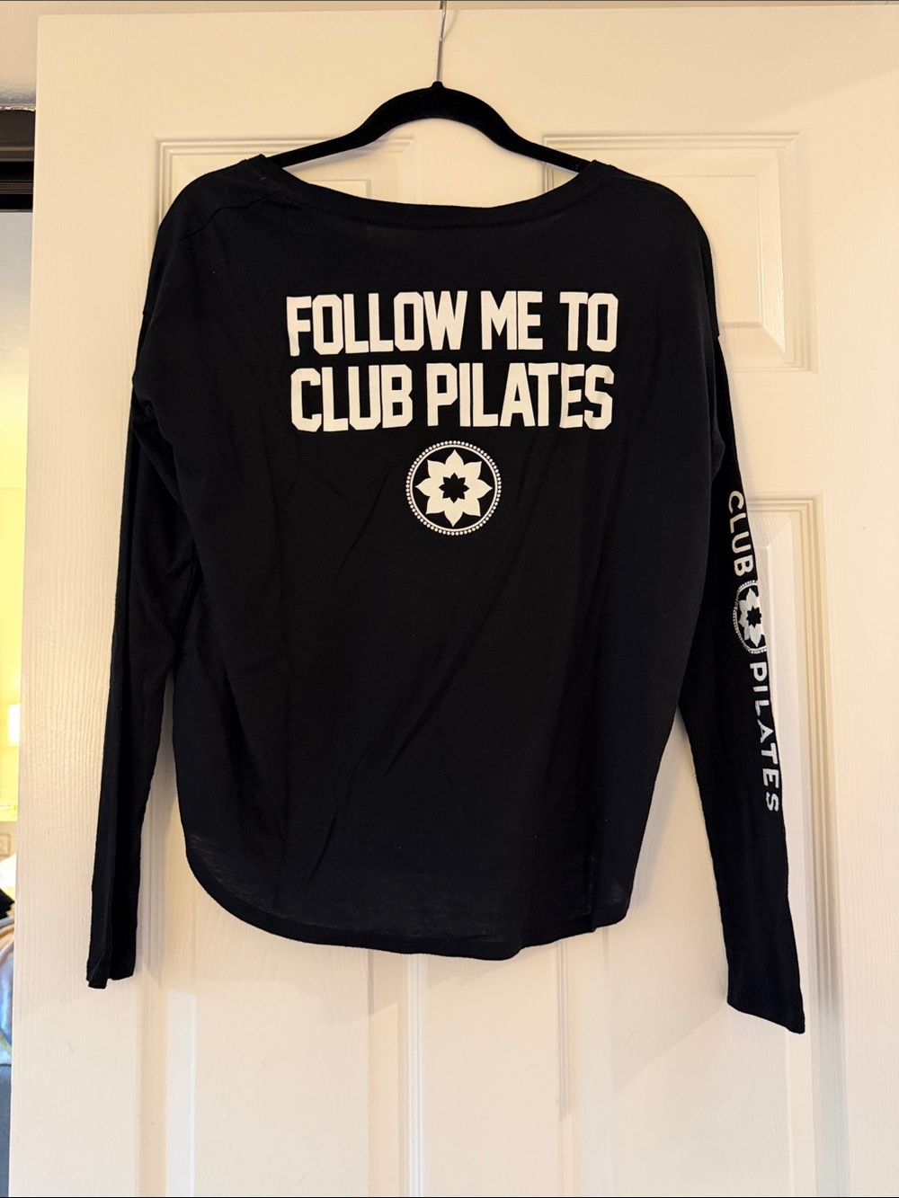 Club Pilates Long-Sleeve Tee - Black with White Logo